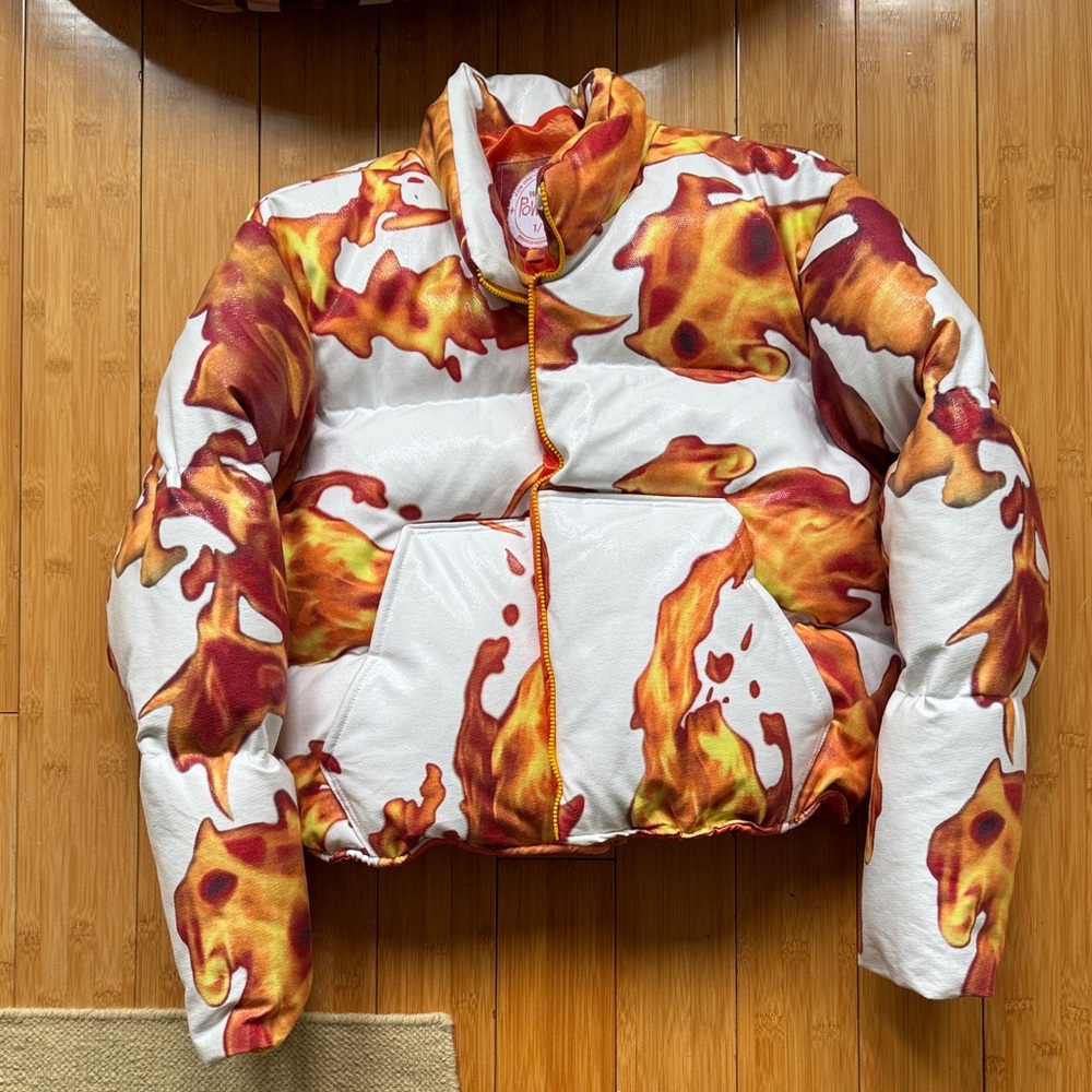 Flame Print Bomber Jacket